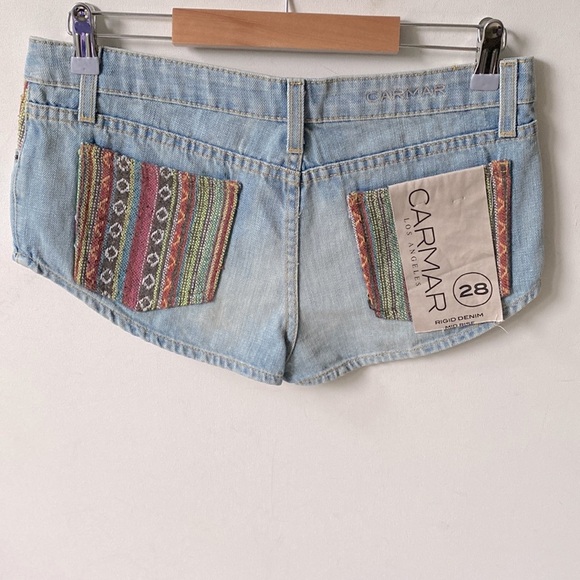 Carmar Stacy Jean denim high rise shorts, non-stretch. Boho Shorts, Size 28, NWT - Picture 6 of 7